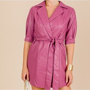 Fate Mauve Faux Leather Wrap Dress